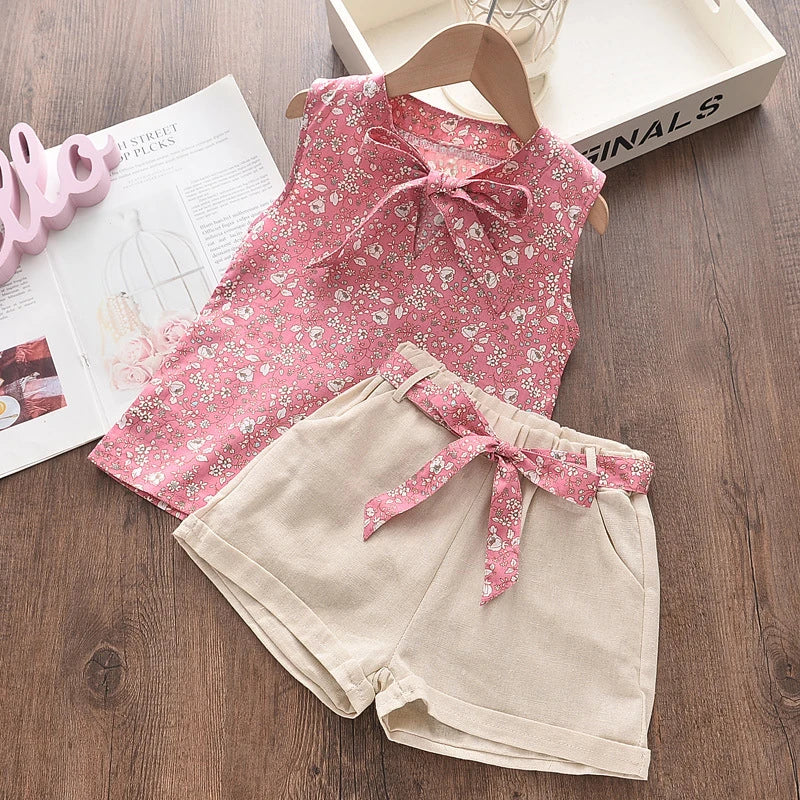 Baby Girls Summer Outfit Vest &amp; Shorts Set Toddler 2Pcs
