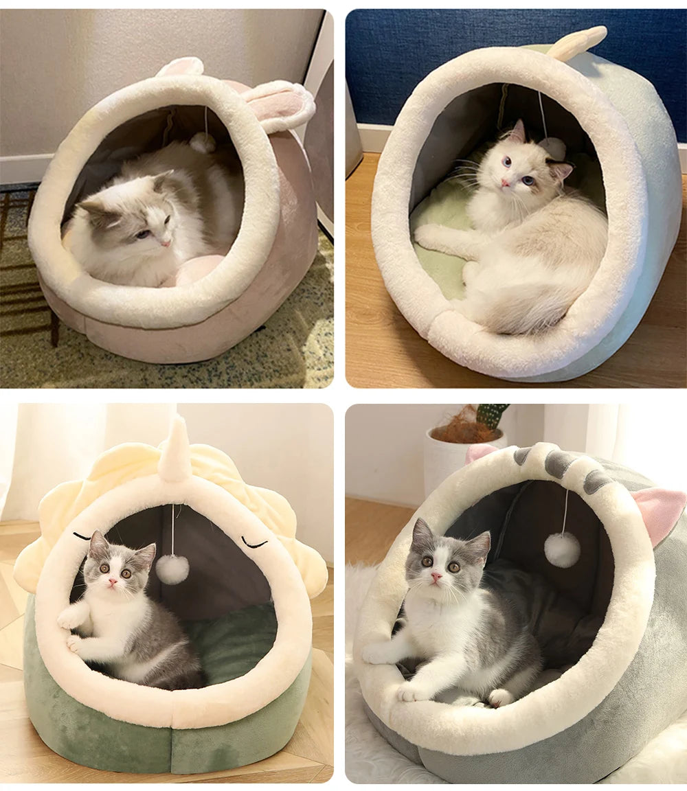 Cat Bed Cave Deep Sleep Foldable Washable Pet Bed