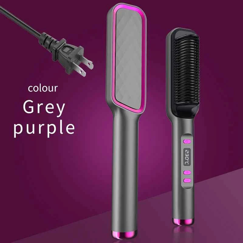 Hair Straightener Ceramic Hot Comb 2 in 1 Electric Straighten Hair Brush Negative Ion Fast Heating Styling Tool ﻿