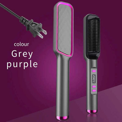 Hair Straightener Ceramic Hot Comb 2 in 1 Electric Straighten Hair Brush Negative Ion Fast Heating Styling Tool ﻿
