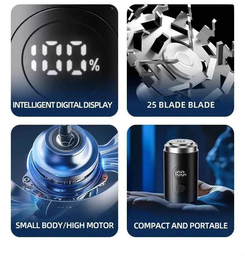 Portable Mini Shaver Razor for Men Operating Face USB Rechargeable Cordless Hair Trimmer Cutter Electric Beard Shaving Household