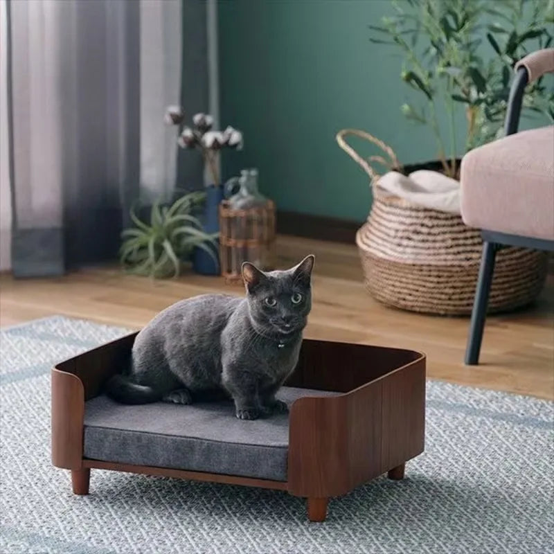 Wooden dog cat bed indoor modern pet furniture kennel for cats and dogs with durable wood frame and comfortable design