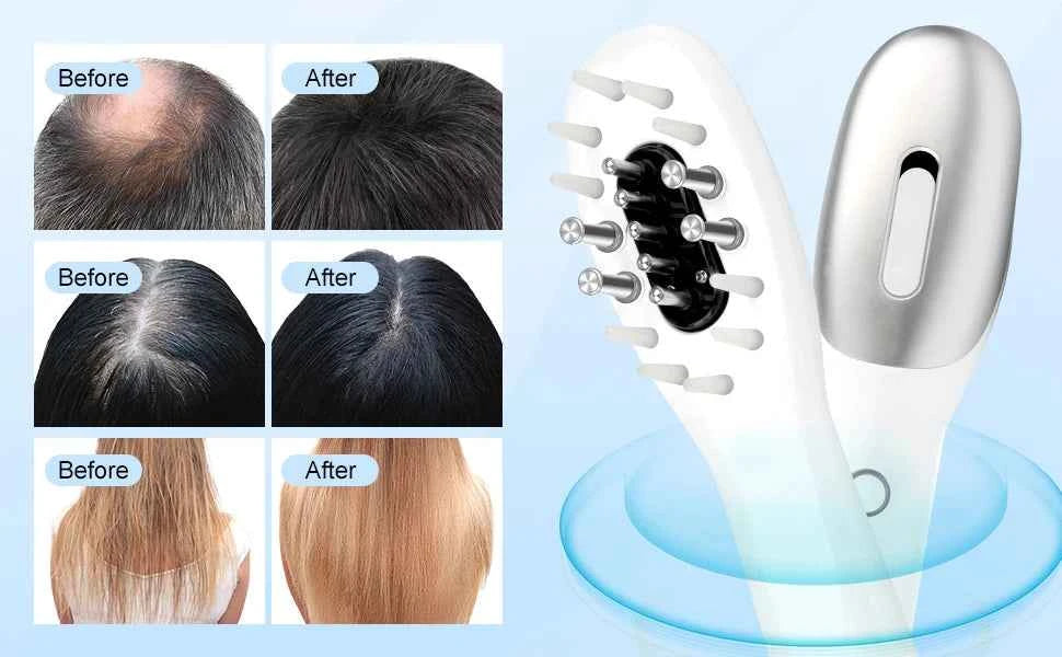 3 in 1 EMS Hair Growth Massage Comb with Hair Oil Dispenser Red Blue Light AntiHair Loss High Frequency Vibration Scalp Massager