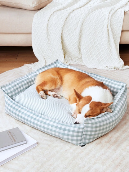 Small Dog Bed Plaid Soft Pet Sofa Cushion Mat