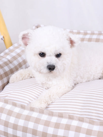 Small Dog Bed Plaid Soft Pet Sofa Cushion Mat