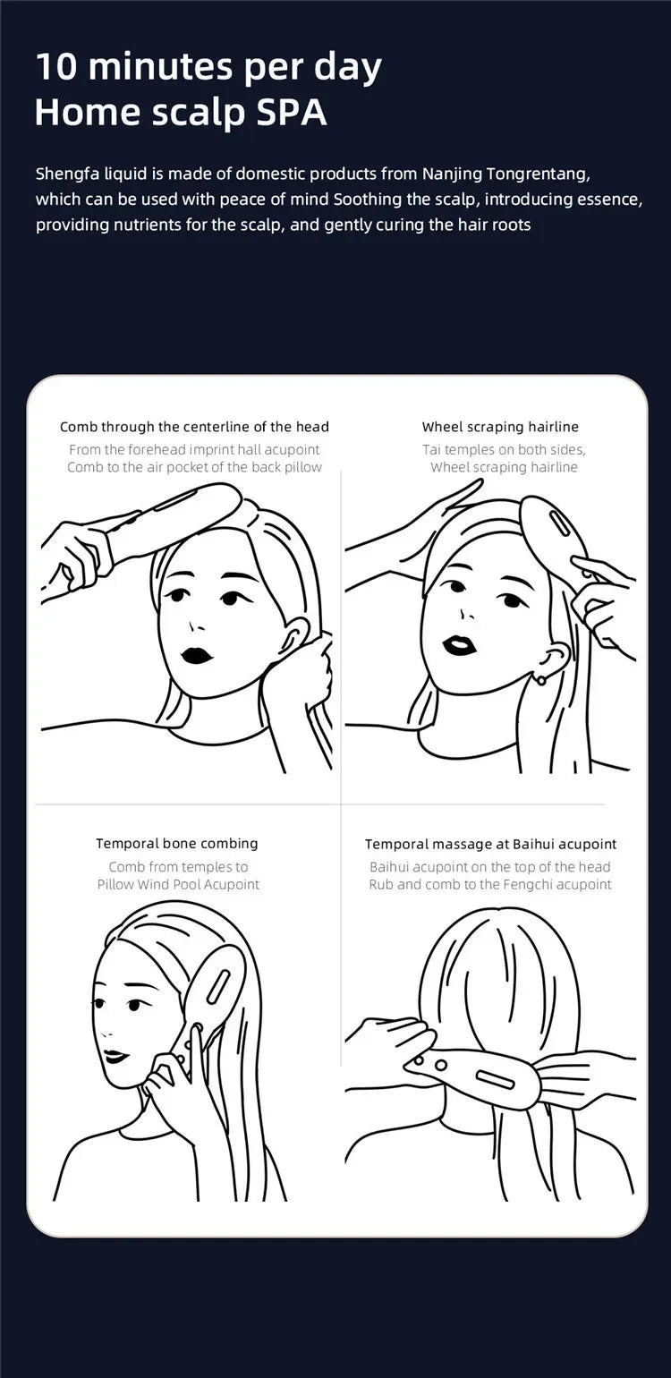 Electric EMS Scalp Massager Comb LED Light Head Massager with Hair Oil Applicator for Scalp Relax Hair Growth Fit All Hairstyle