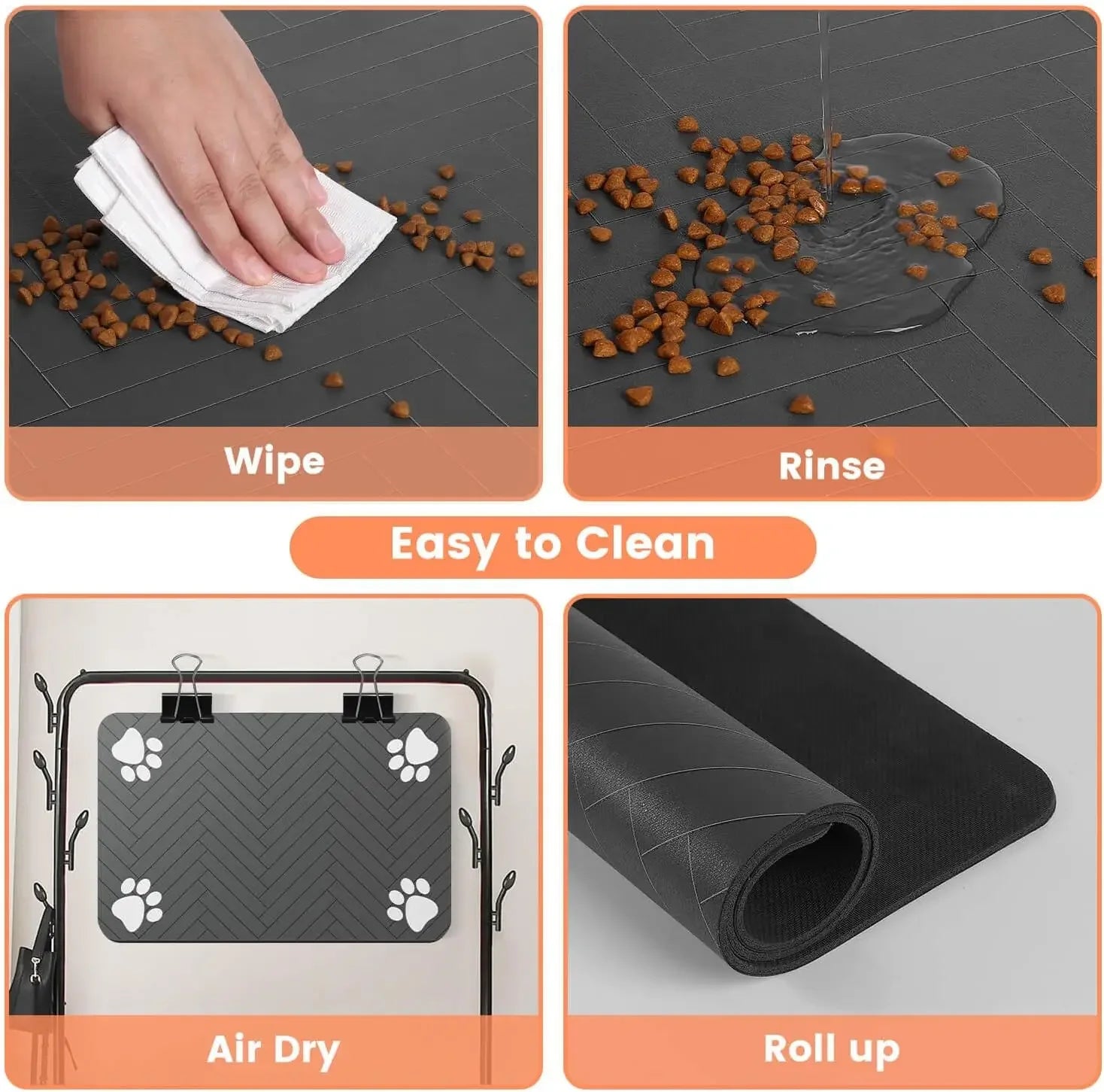 Pet Feeding Mat Waterproof Absorbent Non Slip Dog Cat