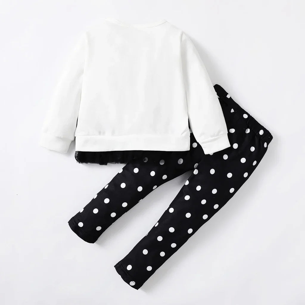Kids Girls Clothing Set Cartoon Top Pants Outfit 2PCS