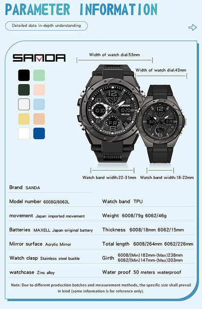 SANDA Waterproof Sports Watch Digital Couple Outdoor