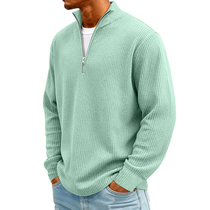 New Sweatshirts For Men Spring Waffle Long-sleeved T-shirt Men&