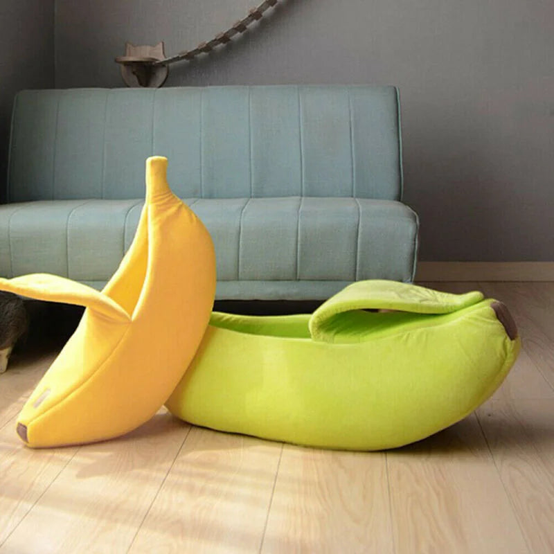 Banana Cat Bed House Cute Plush Warm Winter Pet Bed