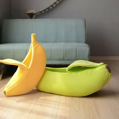 Banana Cat Bed House Cute Plush Warm Winter Pet Bed