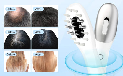 3 in 1 EMS Hair Growth Massage Comb with Hair Oil Dispenser Red Blue Light AntiHair Loss High Frequency Vibration Scalp Massager