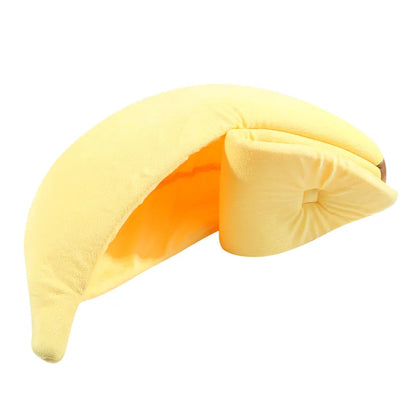 Banana Cat Bed House Cute Plush Warm Winter Pet Bed
