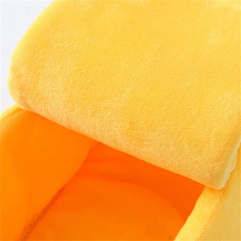 Banana Cat Bed House Cute Plush Warm Winter Pet Bed