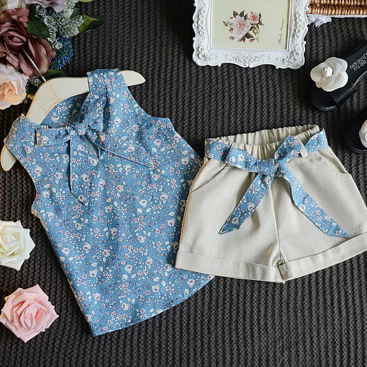 Baby Girls Summer Outfit Vest &amp; Shorts Set Toddler 2Pcs