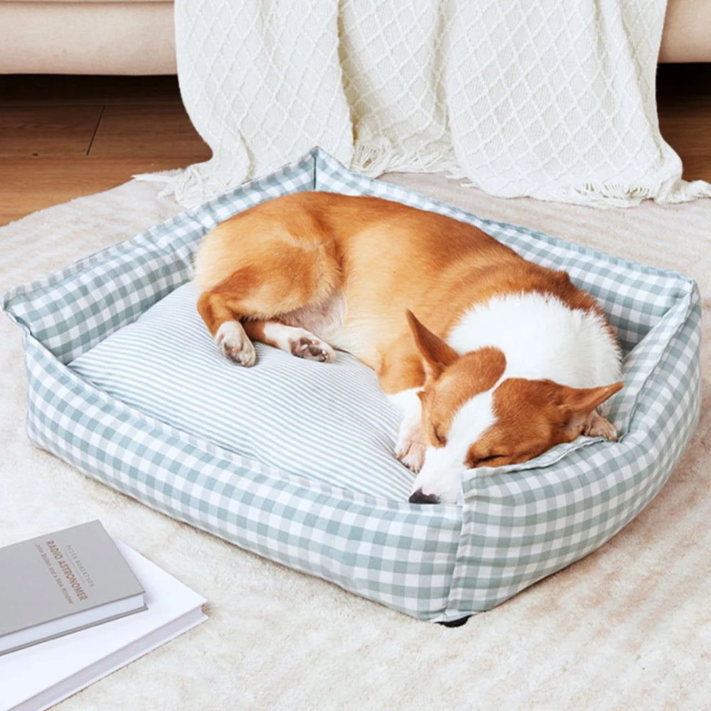 Small Dog Bed Plaid Soft Pet Sofa Cushion Mat