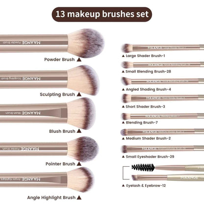 13pcs Makeup Brush Set Foundation Concealer Powder Eyeshadow Blush Brush Kabuki Blending Cosmetic Makeup Beauty Tool for Face