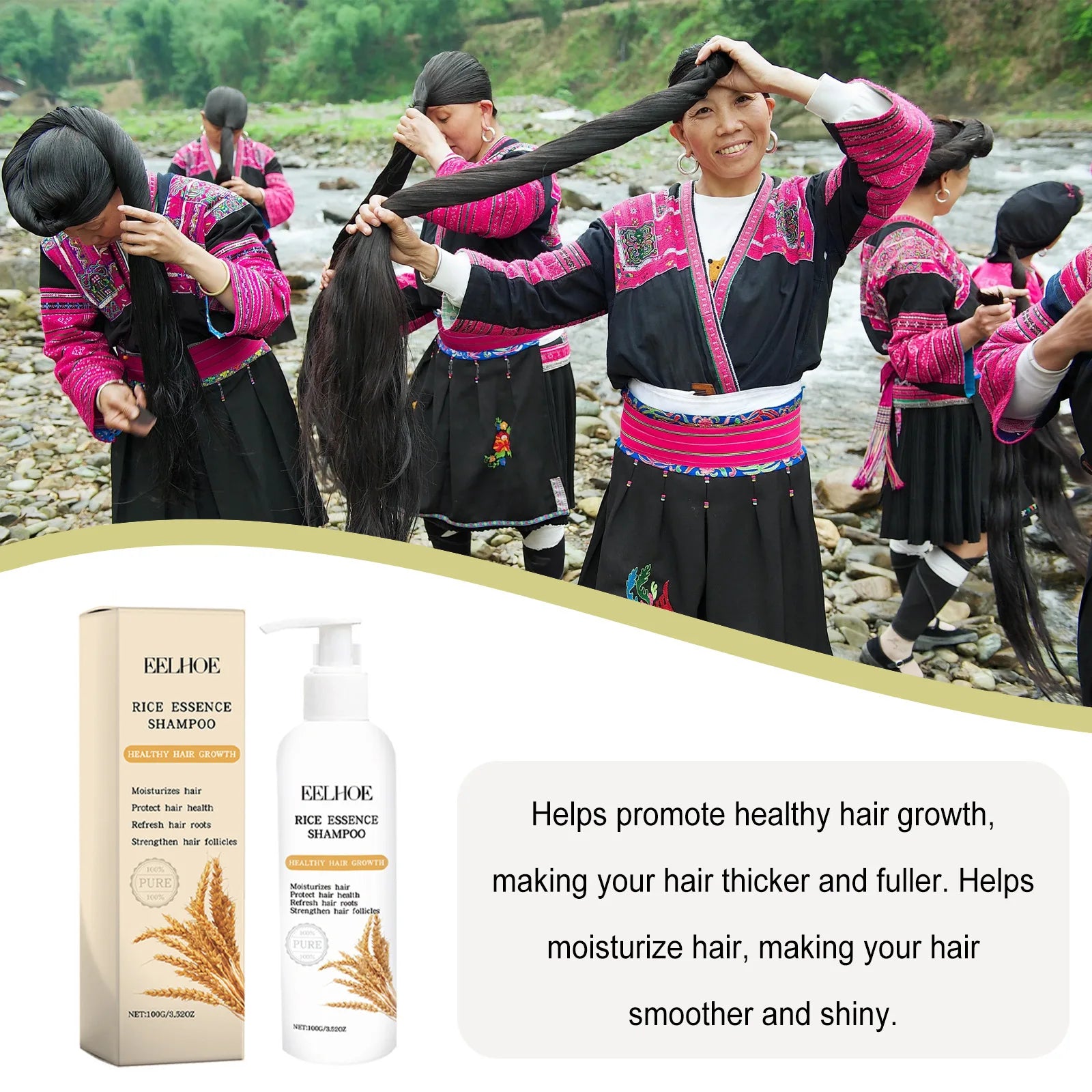 Rice Shampoo and Conditioner for Hair Growth Moisturizing Scalp Deep Cleansing to Strengthen Hair Oil of Rosemary Shampoo 100g