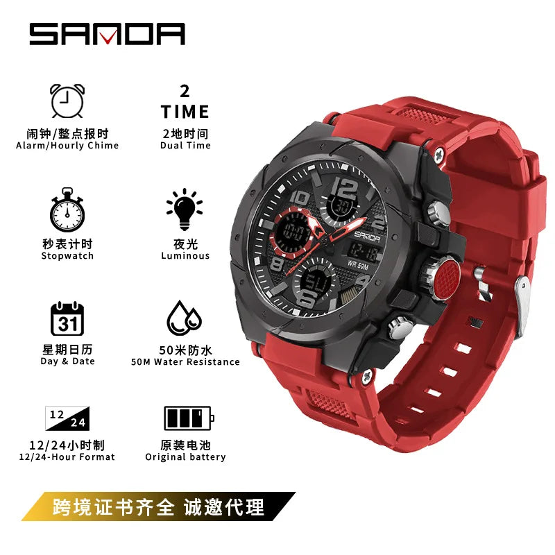 SANDA Waterproof Sports Watch Digital Couple Outdoor