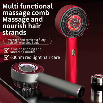 3 Modes Electric Vibration Massage Comb Red Light Therapy Hair Growth Massage Scalp Brush Oil Liquid Applicator Head Massager