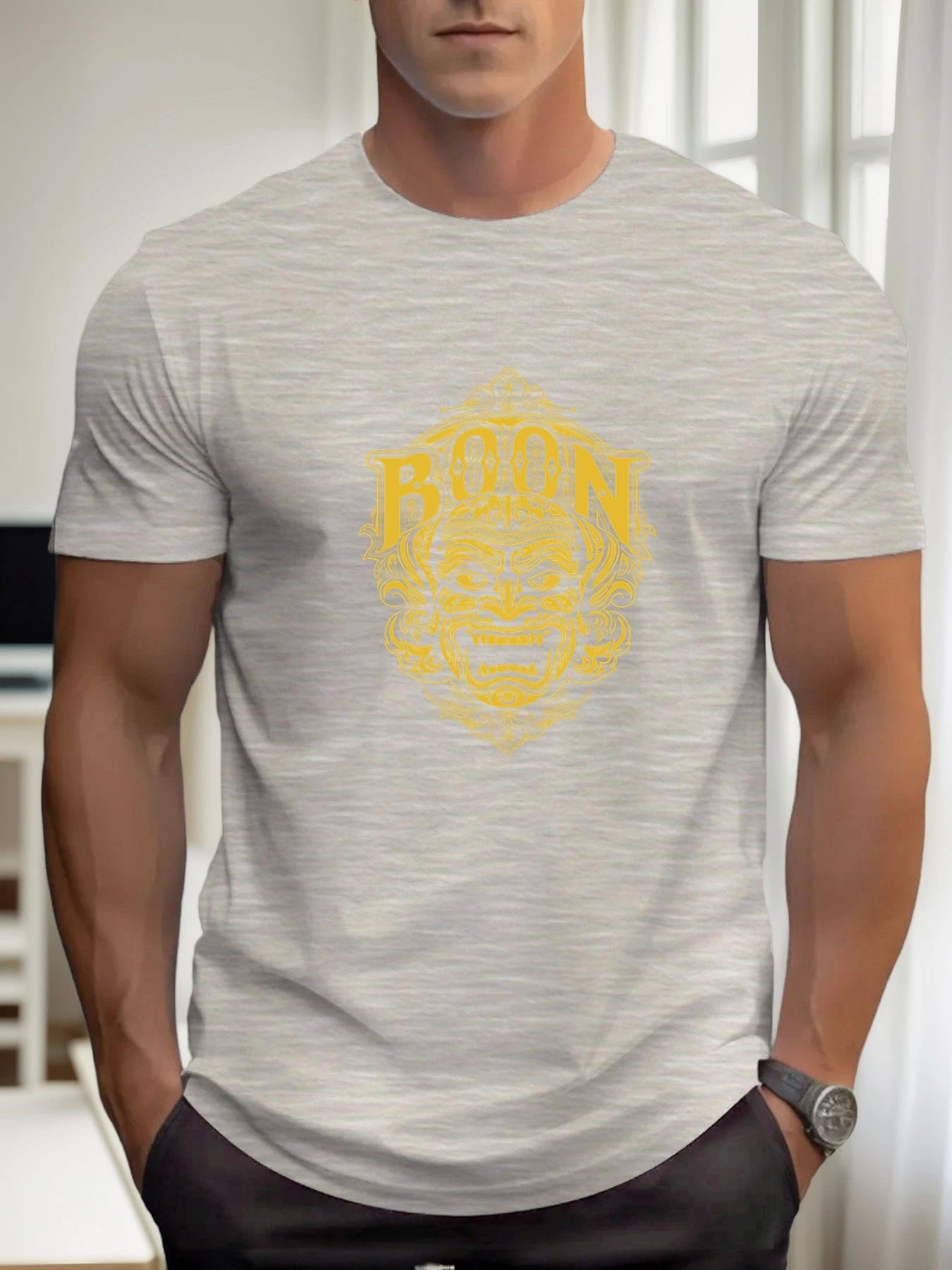 T Shirts For Men Mask 100% Cotton Graphic Printing Summer Round Neck T-Shirt Casual Breathable Street Style Daily Top