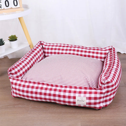 Small Dog Bed Plaid Soft Pet Sofa Cushion Mat