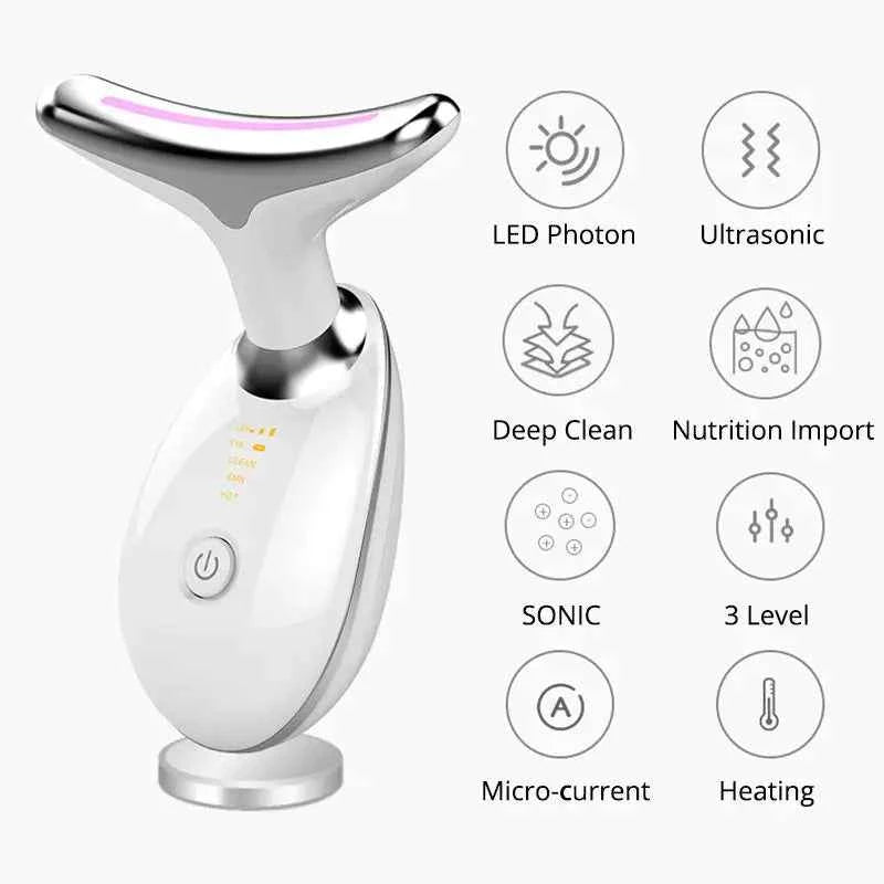 EMS Neck Face Lifter Neck Face Lifting Massager Skin Tighten Device Led Photon Therapy Anti Wrinkle Double Chin Remover