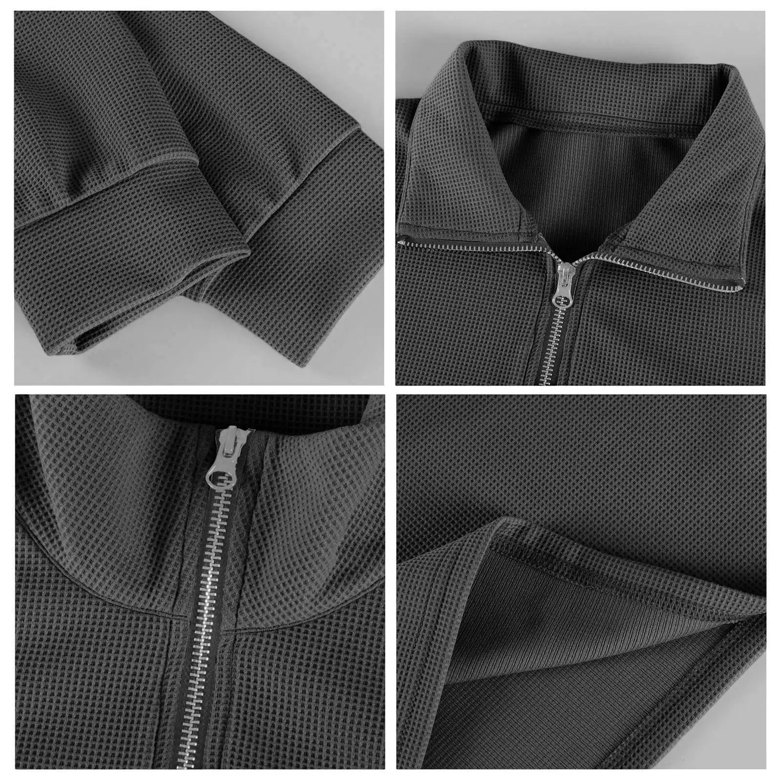 New Sweatshirts For Men Spring Waffle Long-sleeved T-shirt Men&