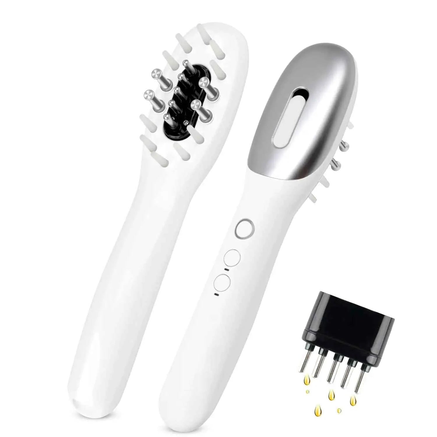 3 in 1 EMS Hair Growth Massage Comb with Hair Oil Dispenser Red Blue Light AntiHair Loss High Frequency Vibration Scalp Massager