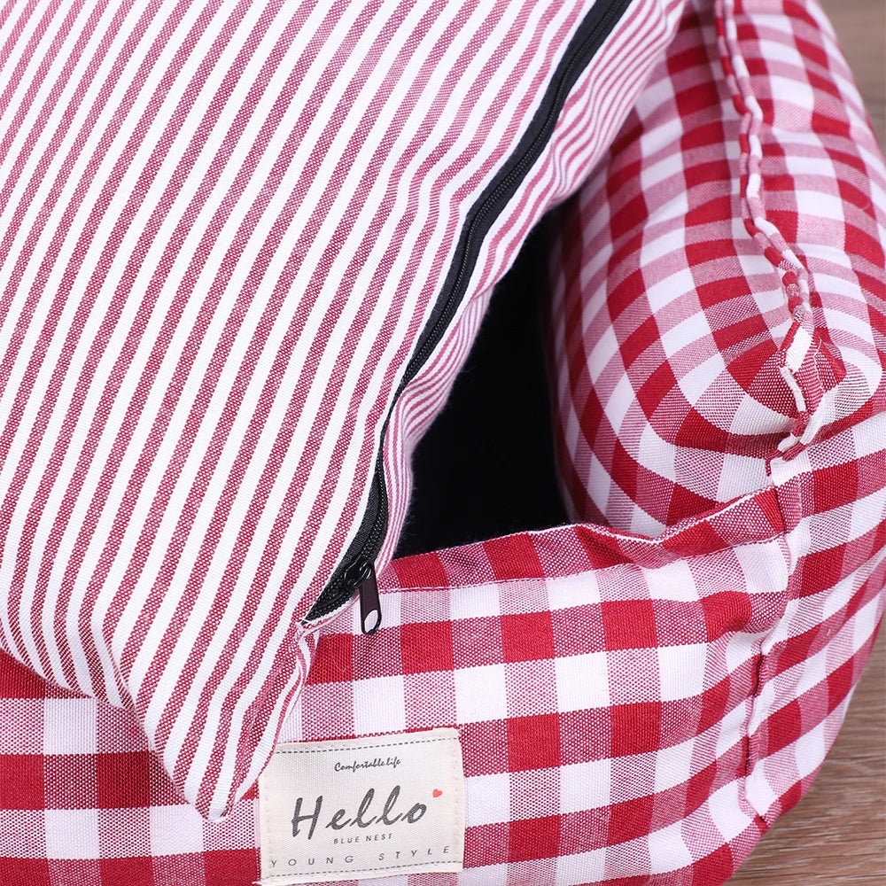 Small Dog Bed Plaid Soft Pet Sofa Cushion Mat