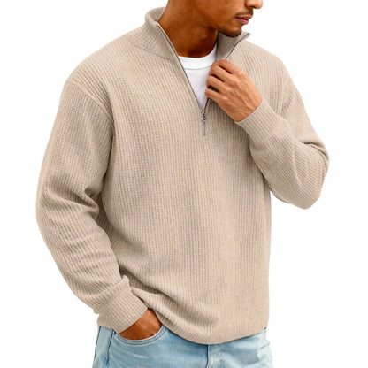 New Sweatshirts For Men Spring Waffle Long-sleeved T-shirt Men&