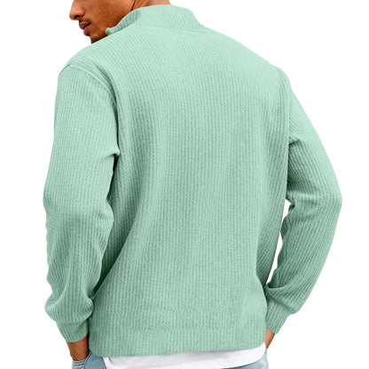 New Sweatshirts For Men Spring Waffle Long-sleeved T-shirt Men&