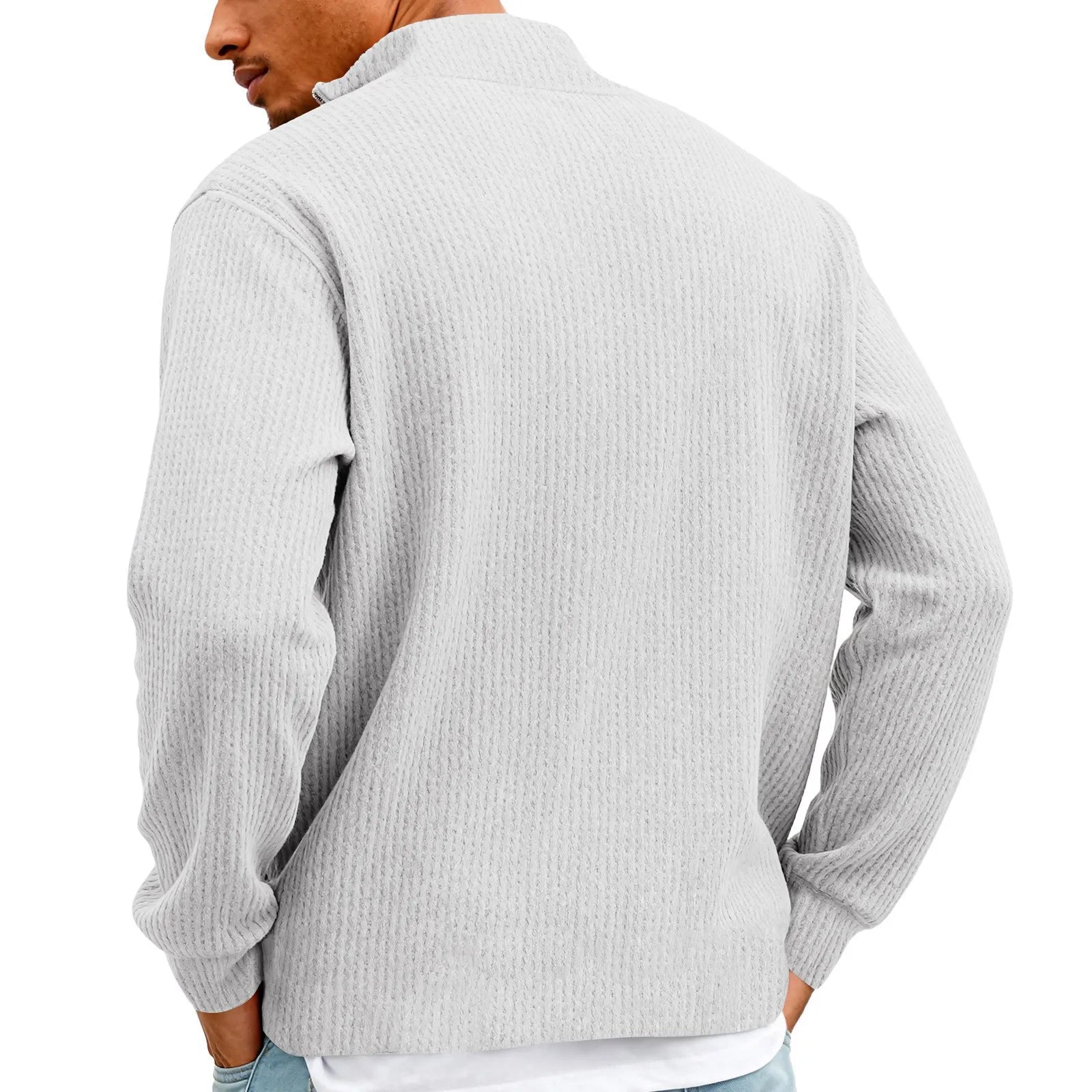 New Sweatshirts For Men Spring Waffle Long-sleeved T-shirt Men&