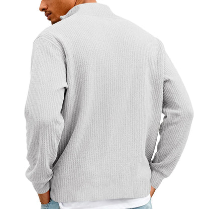 New Sweatshirts For Men Spring Waffle Long-sleeved T-shirt Men&