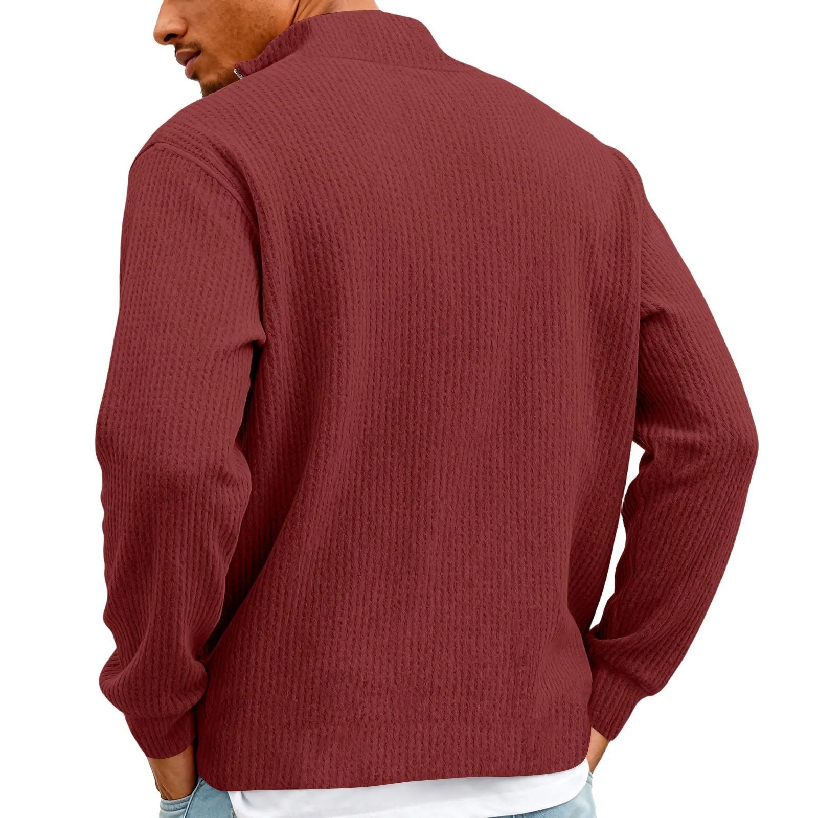 New Sweatshirts For Men Spring Waffle Long-sleeved T-shirt Men&