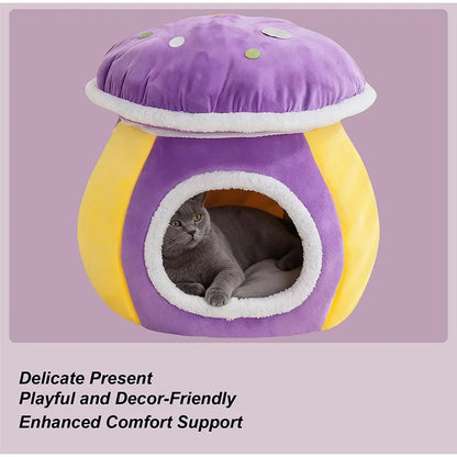 Cat Bed Cave Winter Warm Removable Cushion Pet Nest