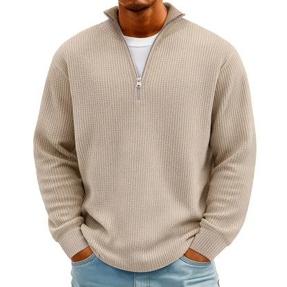 New Sweatshirts For Men Spring Waffle Long-sleeved T-shirt Men&