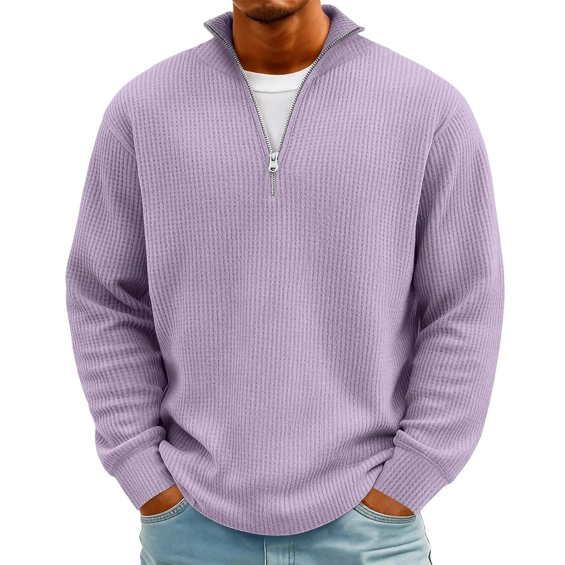 New Sweatshirts For Men Spring Waffle Long-sleeved T-shirt Men&