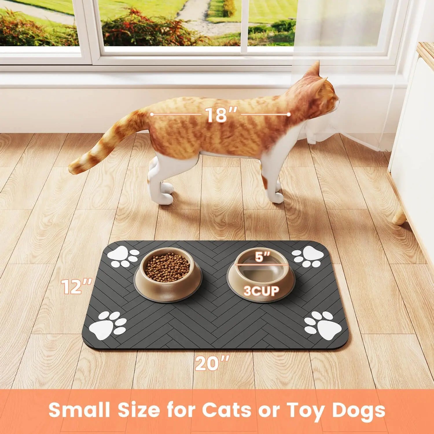 Pet Feeding Mat Waterproof Absorbent Non Slip Dog Cat