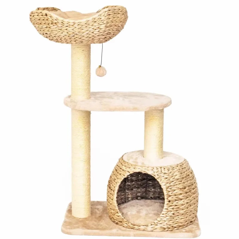 Wooden Cat Tree Scratching Post Indoor Climbing Tower