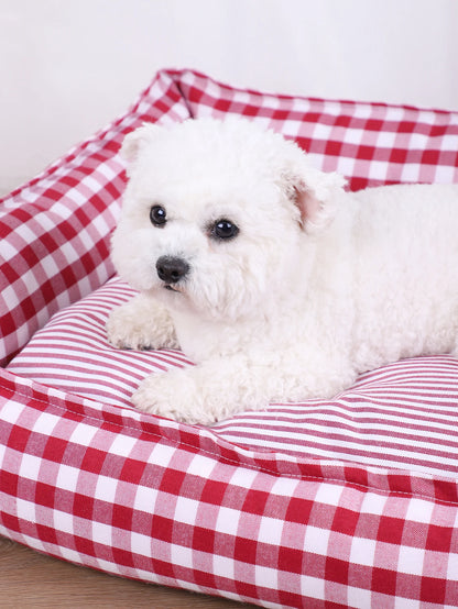 Small Dog Bed Plaid Soft Pet Sofa Cushion Mat