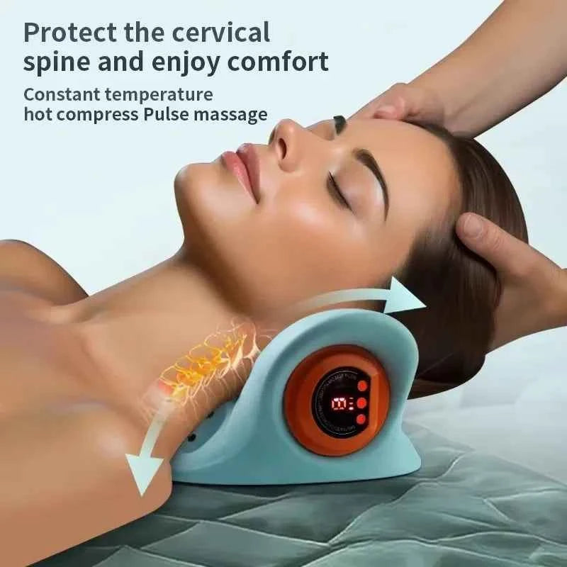 EMS electrotherapy heated cervical pillow, wireless ergonomic acupoint massage neck pillow, cervical correction massage pillow