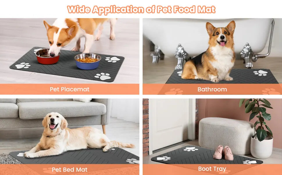 Pet Feeding Mat Waterproof Absorbent Non Slip Dog Cat