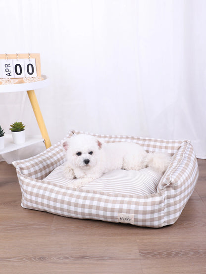 Small Dog Bed Plaid Soft Pet Sofa Cushion Mat