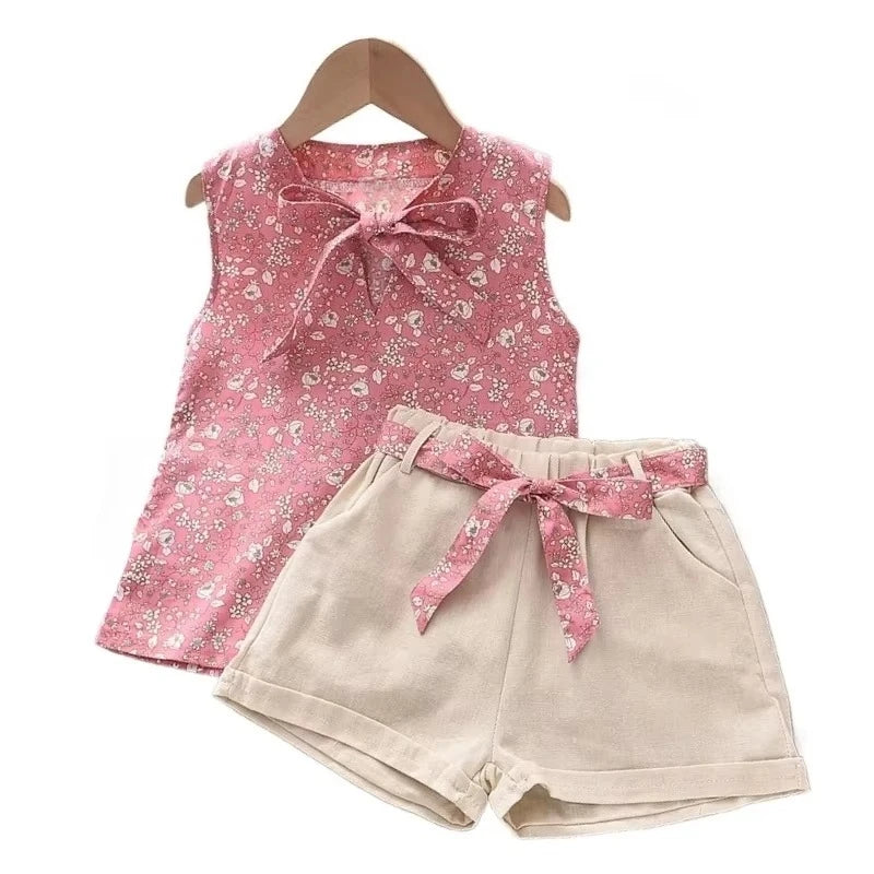 Baby Girls Summer Outfit Vest &amp; Shorts Set Toddler 2Pcs