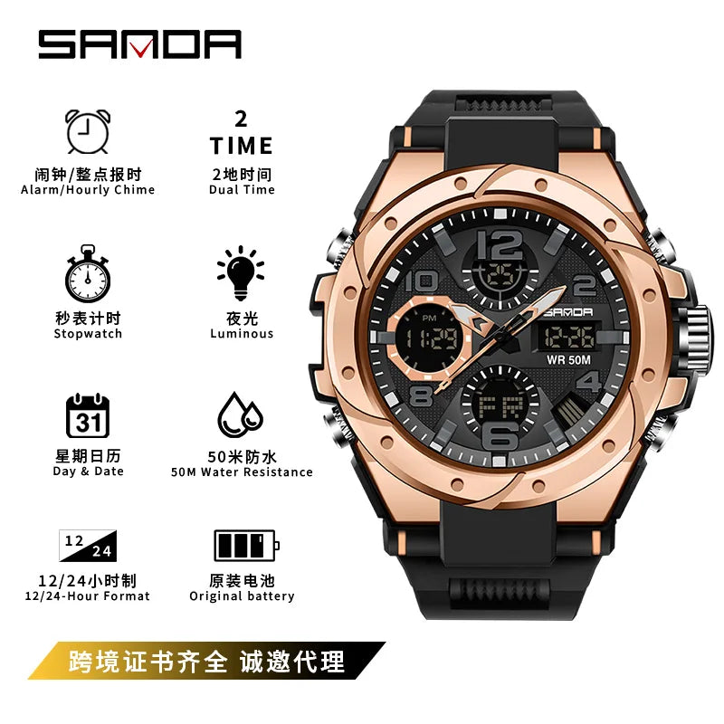 SANDA Waterproof Sports Watch Digital Couple Outdoor
