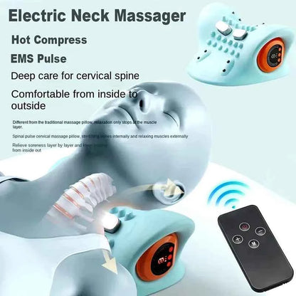 EMS electrotherapy heated cervical pillow, wireless ergonomic acupoint massage neck pillow, cervical correction massage pillow