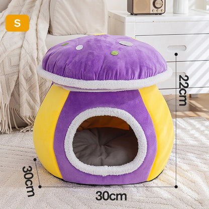 Cat Bed Cave Winter Warm Removable Cushion Pet Nest