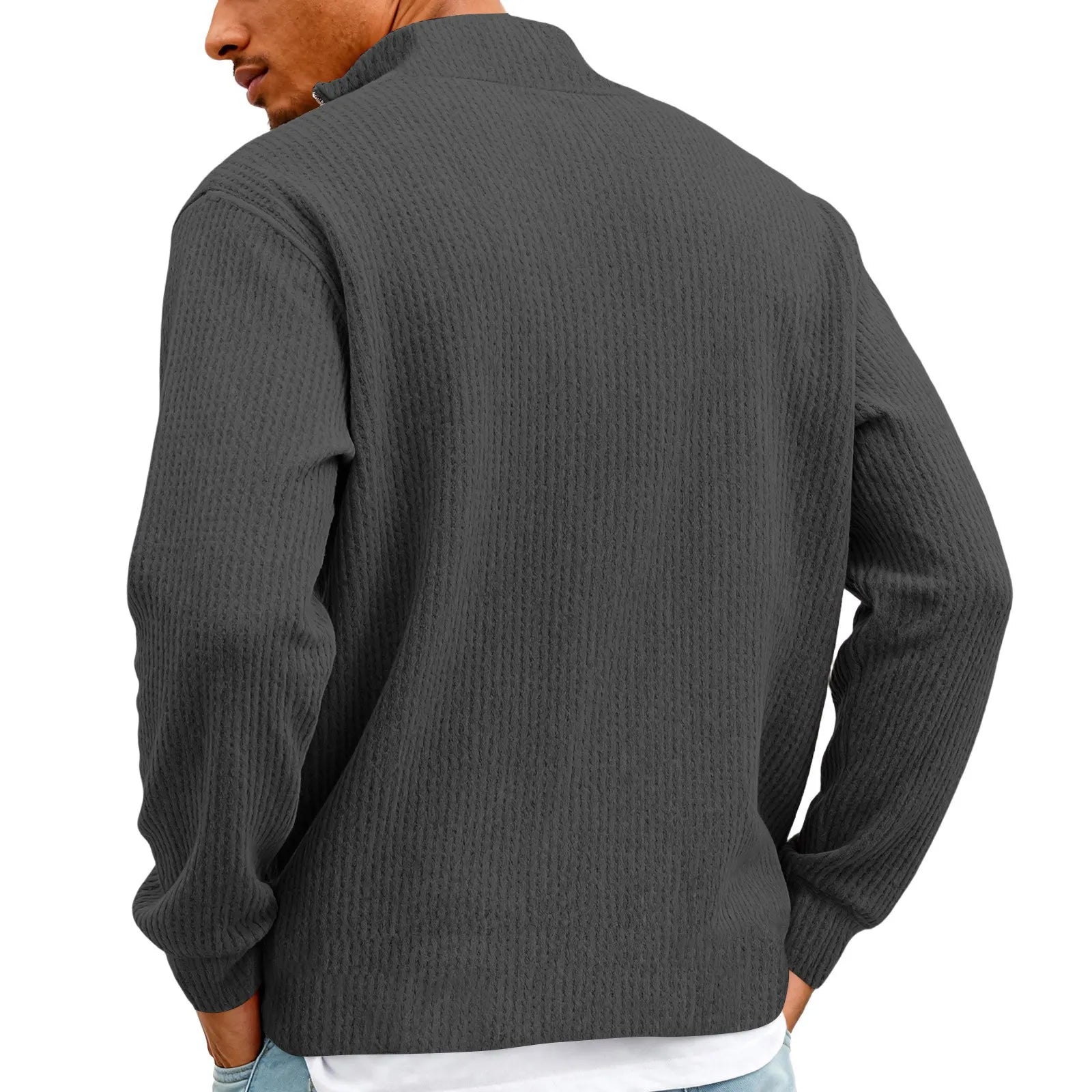 New Sweatshirts For Men Spring Waffle Long-sleeved T-shirt Men&